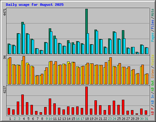 Daily usage for August 2025